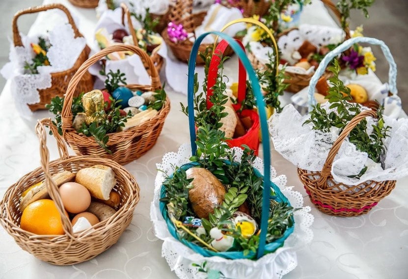 A picture of Easter Baskets to be blessed