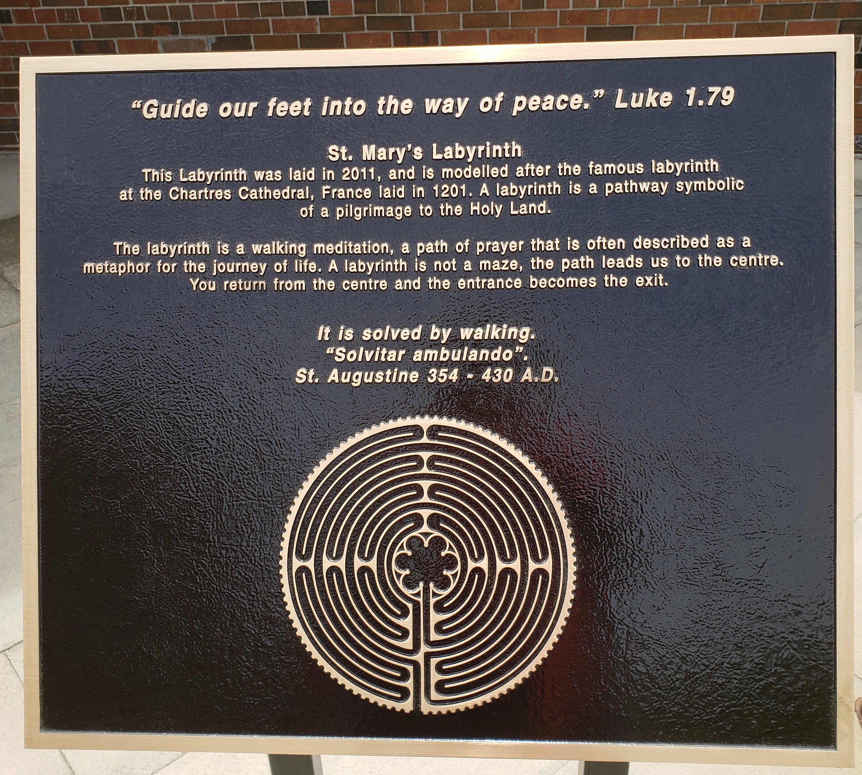 Plaque of Labyrinth outside St. Mary's Church
