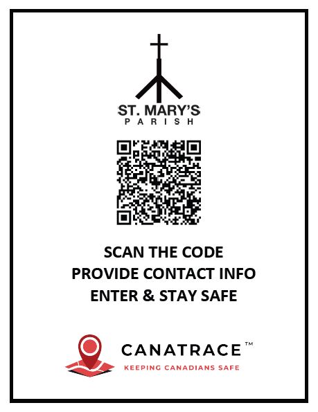 Image of a QR Code for St. Mary's Parish Canatrace App