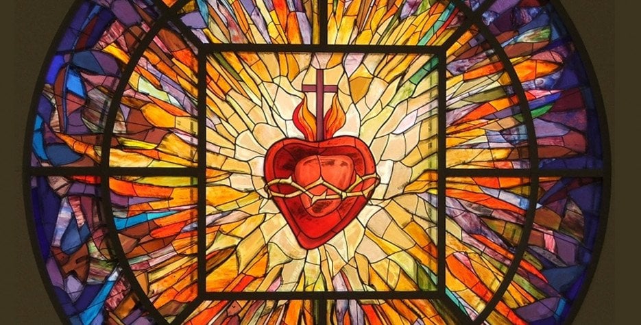 Stained Glass window of the Sacred Heart