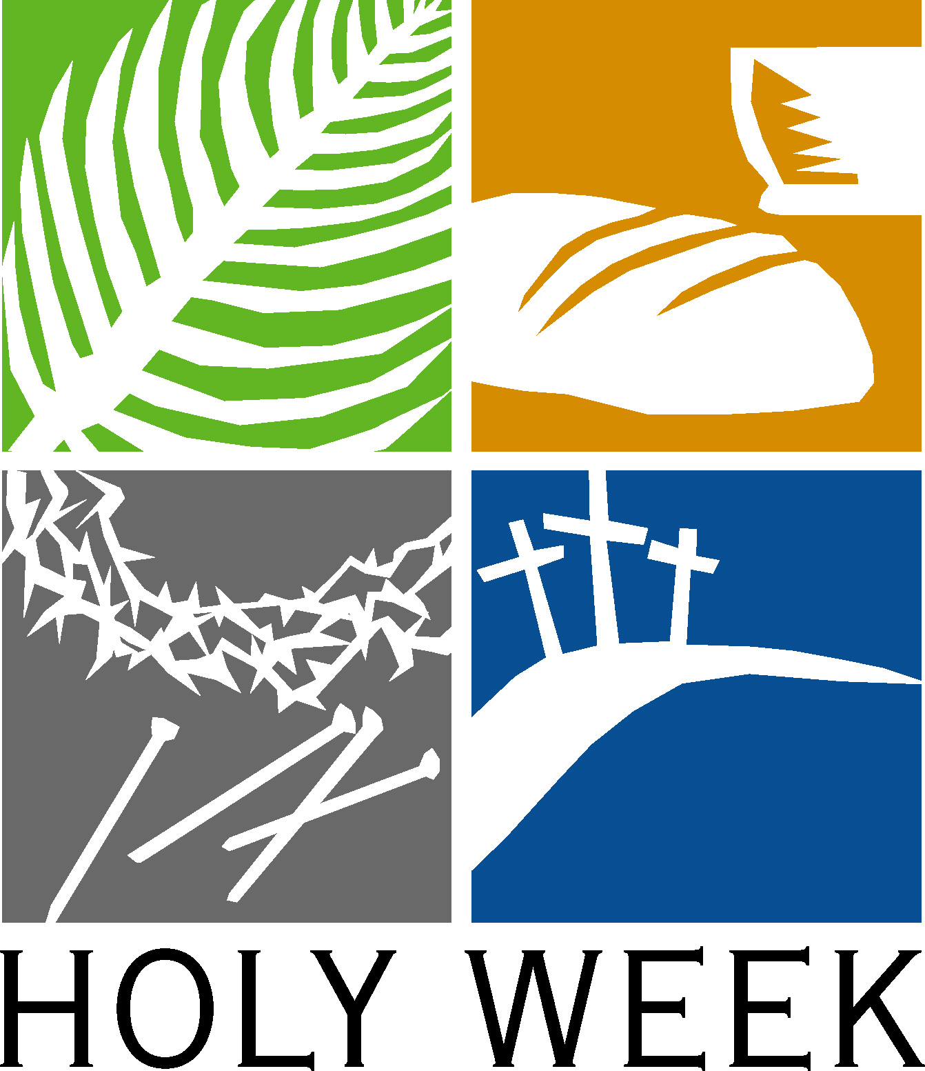 Images of Holy Week - Palms, Cross, Eucharist and Lily