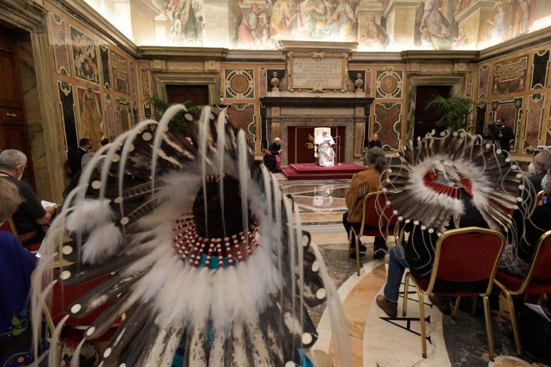 Pope Francis Meets with Indigenous Leaders from Canada in the Vatican