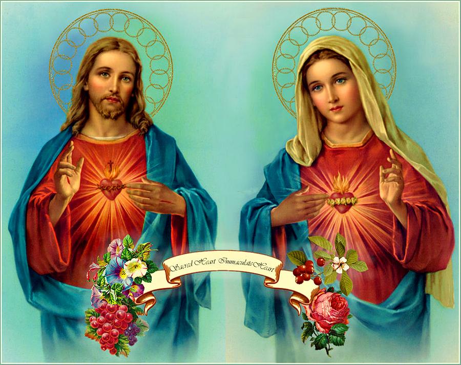 Images of the Sacred Heart of Jesus and the Immaculate heart of Mary