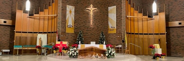 St. Mary's Parish Altar Area decorated for Christmas