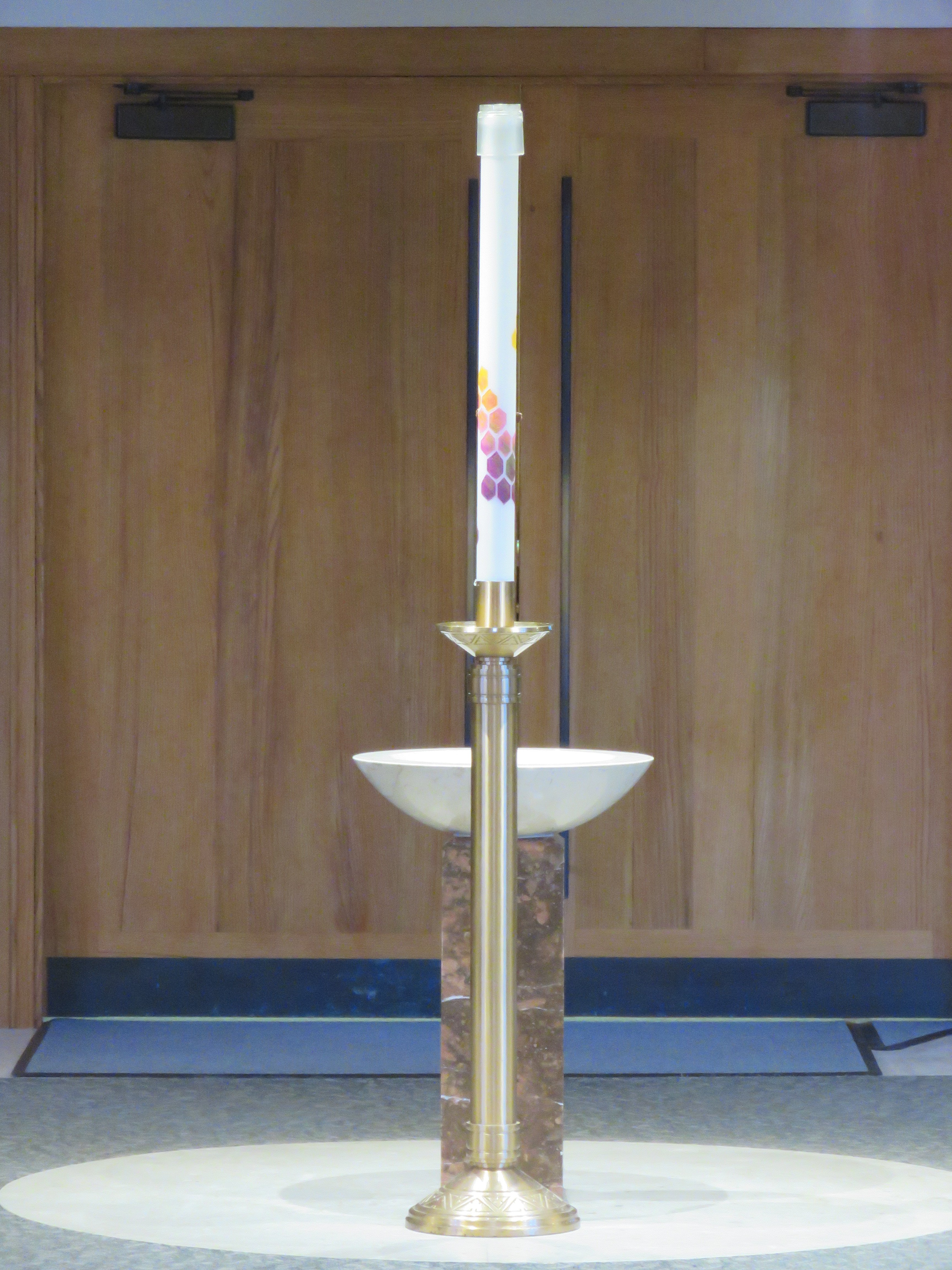 image of Baptismal Font and Paschal Candle Candle at St. Mary's Barrie