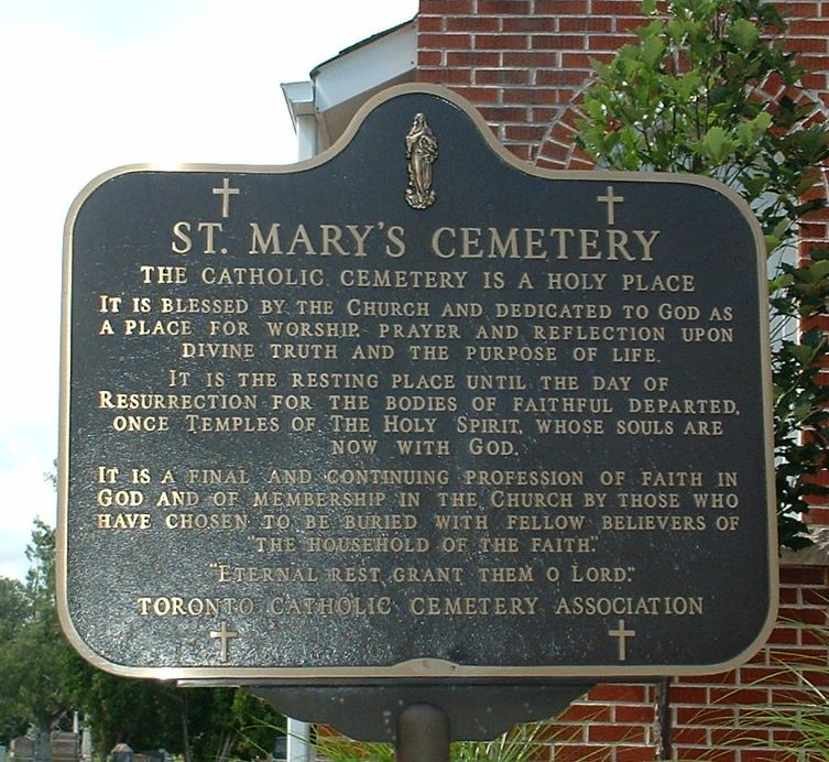 a sign from St. Mary's Cemetery