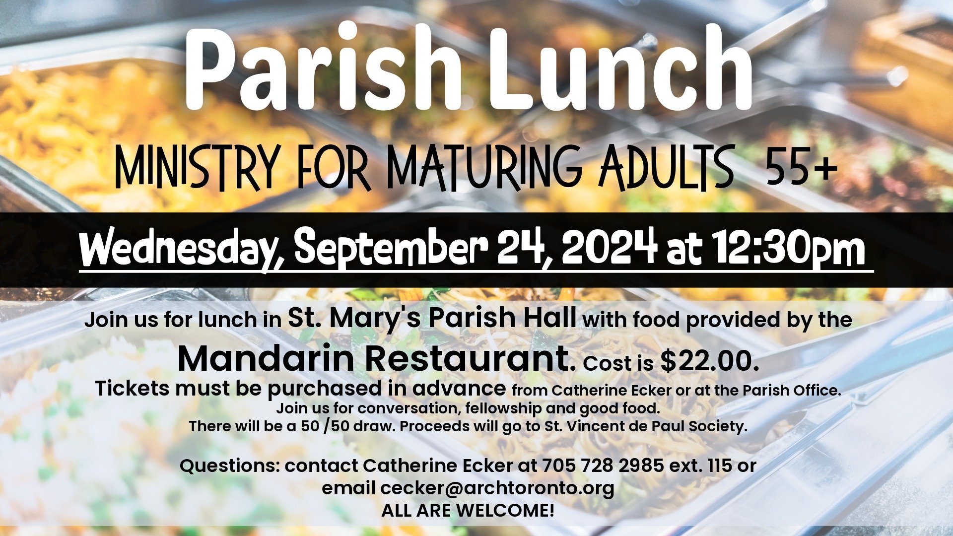 a poster for a Parish Luncheon from the Mandarin Restaurant on  Sept 24