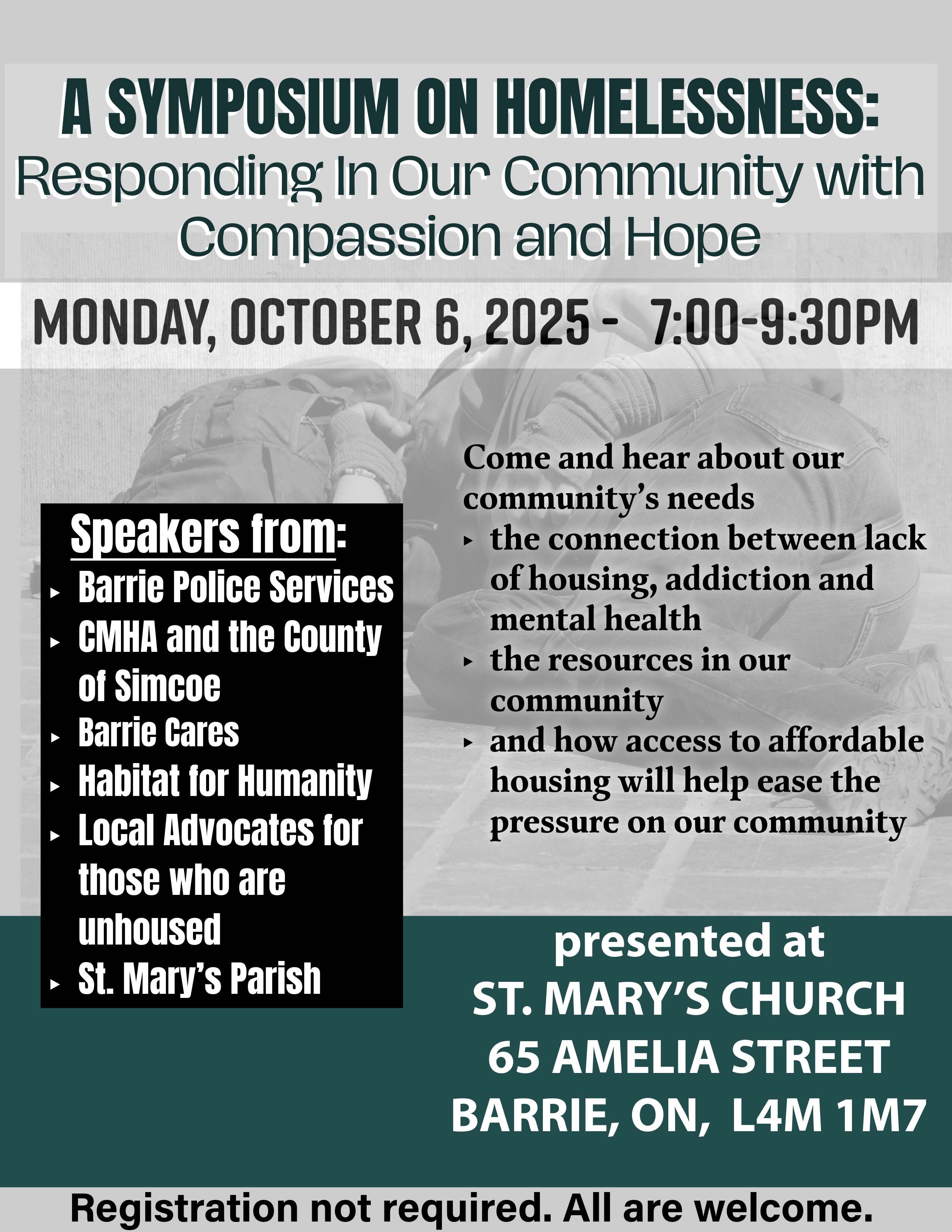 Homeless Symposium Poster 2025 to be held at St. Mary's Parish on Monday, October 6, 2025