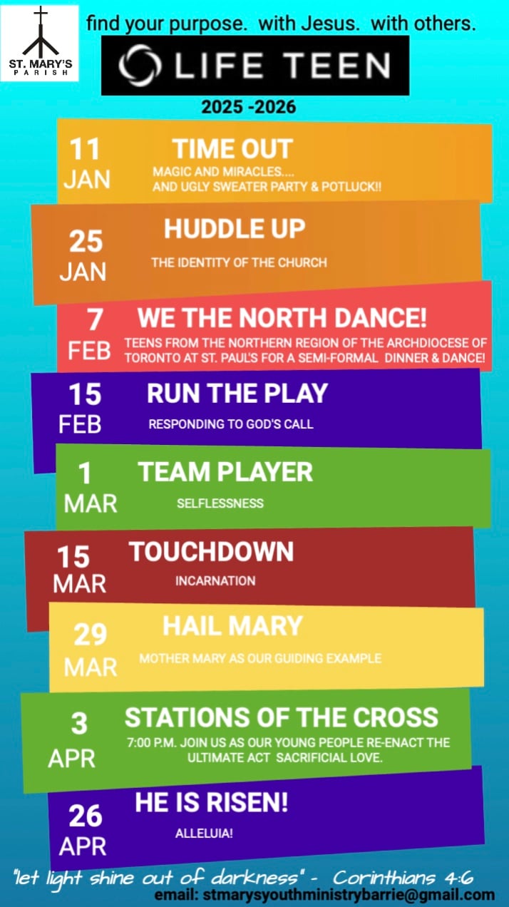 Life Teen 2025 Poster with dates