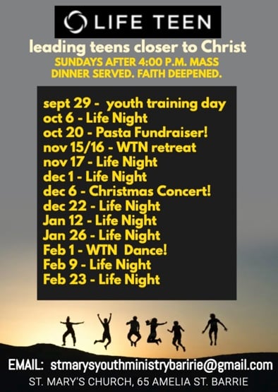 LifeTeen pg. 1 Schedule 2024-25